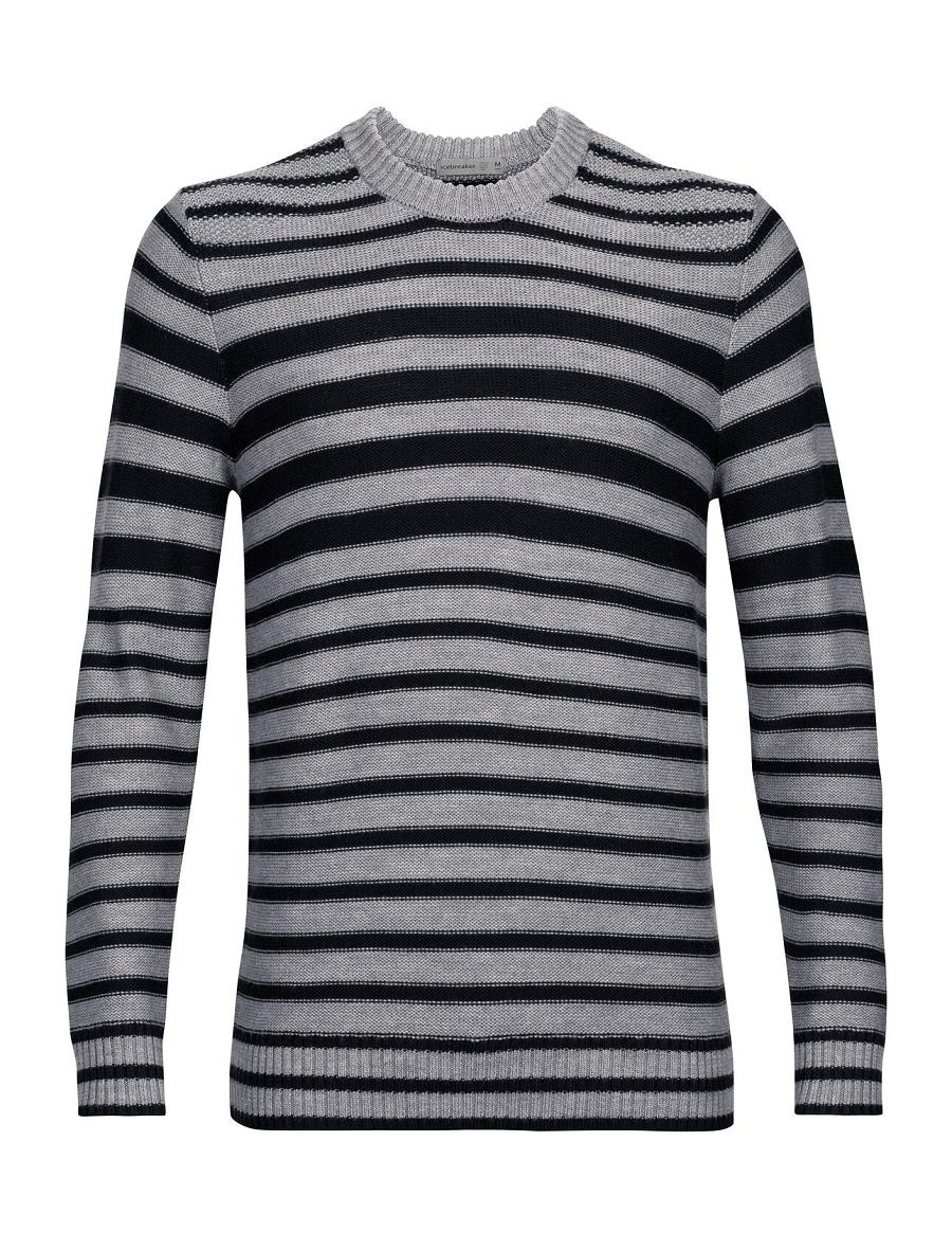 Men's Icebreaker Merino Waypoint Crewe Sweaters Midnight Navy / Gritstone Heather | CA 1725UZGT